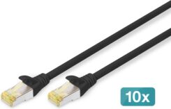 DIGITUS CAT 6A S/FTP Patchkabel, 10 stuks, 2m, zwart
