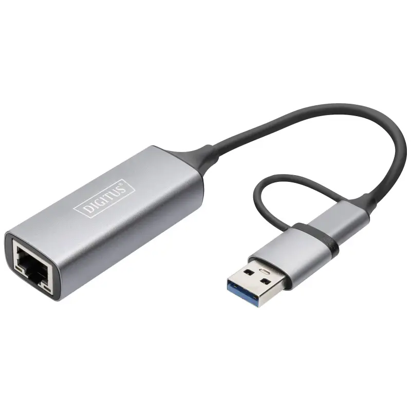 DIGITUS USB Type-C Gigabit Ethernet Adap. 2.5G USB-C+USB A