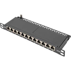 DIGITUS Cat.6A Slim Patchpanel,afgeschermd,12-Port,0,5HE,10zwart