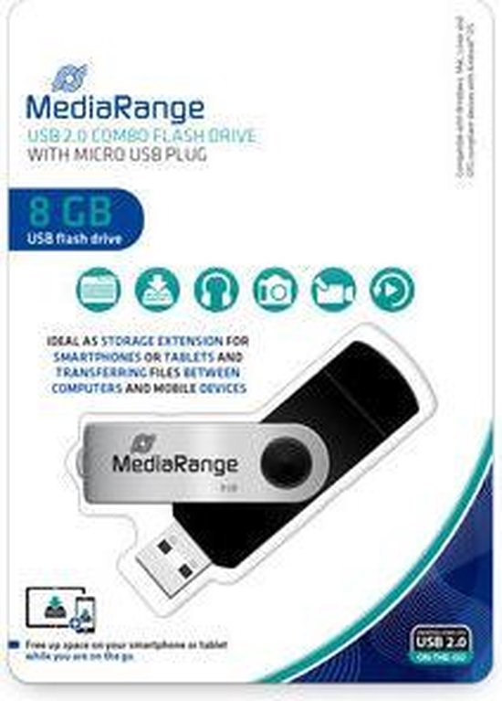 MediaRange USB-Stick 8 GB USB combo met Micro USB