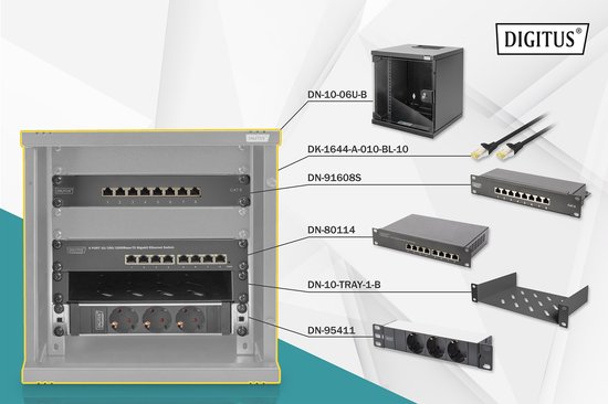 DIGITUS netwerk-Set 254 mm (10)-6HE, 312x300mm (B x T)
