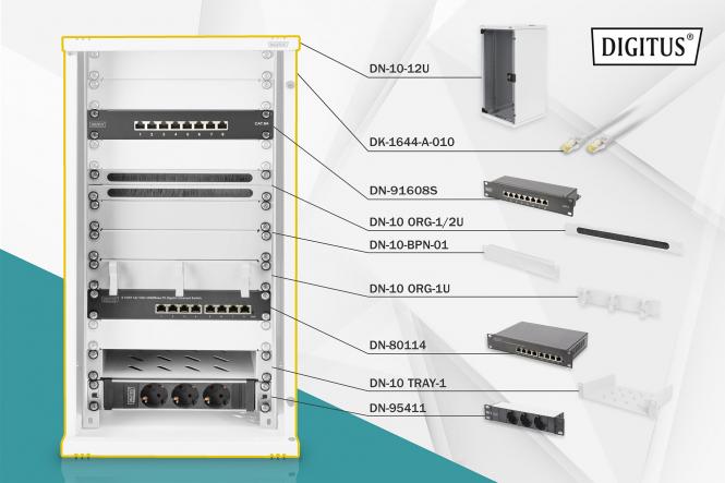DIGITUS netwerk-Set 254 mm (10)-12HE, 312x300mm (B x T)