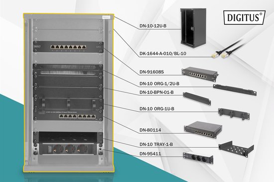 DIGITUS netwerk-Set 254 mm (10)-12HE, 312x300mm (B x T)