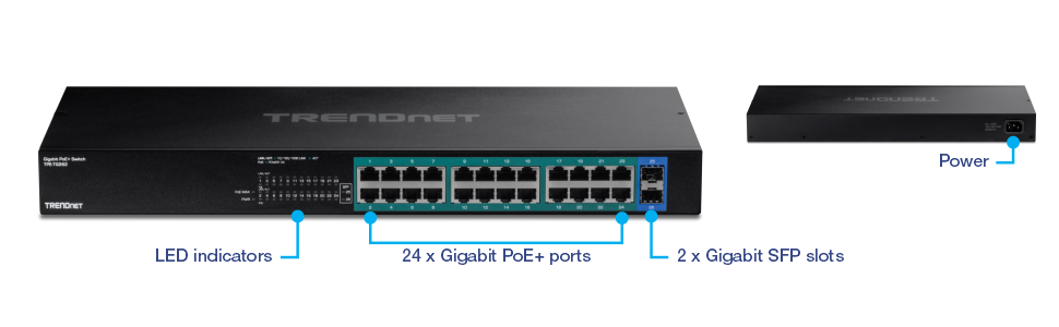 TRENDnet 26-Port Gigabit PoE+ Switch (380W)