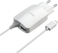 2GO Lader 12W Lightning + 1x USB, Kabel 1,4m, weiß