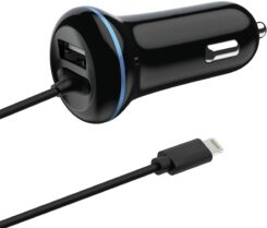 2GO USB-Kfz-Lader 2400mA Lightning + 1x USB 1,4m zwart