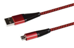 2GO USB Lade-/gegevenskabel USB-A - Micro-USB 1m Nylon rood