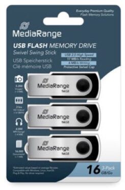 MediaRange USB-Stick 16GB USB 2.0 Flexi 3er-Pack