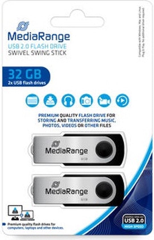 MediaRange USB-Stick 32GB USB 2.0 Flexi 2er-Pack