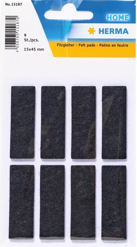 HERMA Filzgleiter zwart 15x45 mm