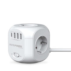 RealPower Steckdosenwürfel PowerBox 431 + 3xUSB-A / 1xUSB-C