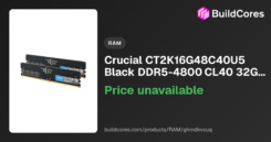 DDR5 32GB PC 4800 CL40 KIT (2x16GB) Crucial Single Rank