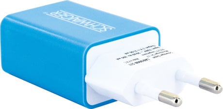 Schwaiger 230V oplader USB weiß/blauw