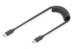 DIGITUS oplaadkabel USB-C->USB-C Spiralkabel 1m zwart