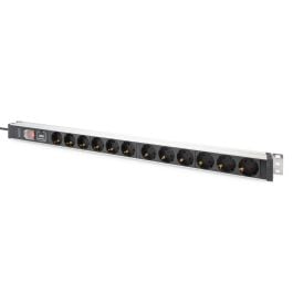 DIGITUS PDU 1HE 12xSchuko 16A uitgangen 230V/16A zwart