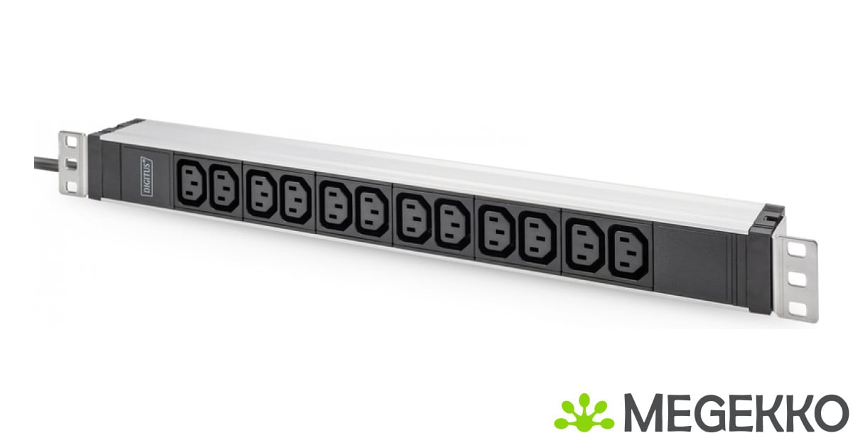 DIGITUS PDU 1U 12xC13 uitgangen 230V/16A zwart