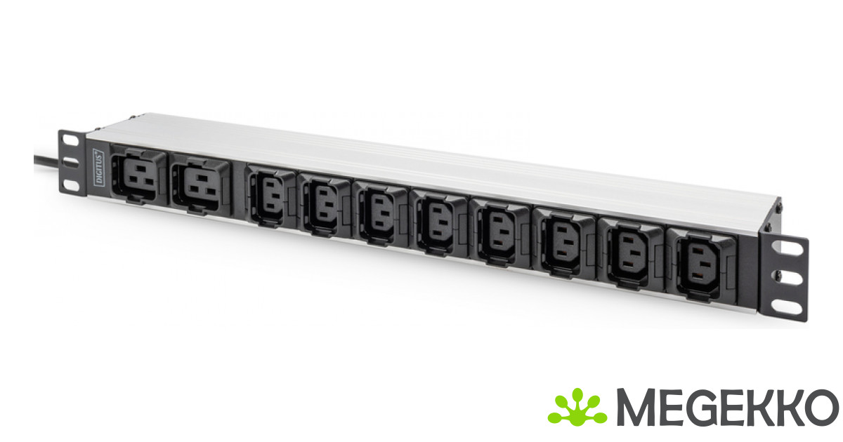 DIGITUS PDU 1HE 8xC13 2xC19 uitgangen 230V/16A zwart
