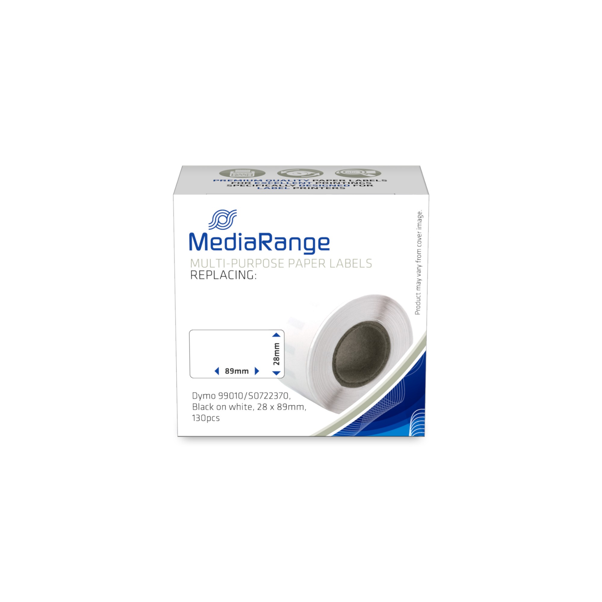 MediaRange Papieretiketten komp. Dymo 28x89mm 130 Stk. zwart/ws