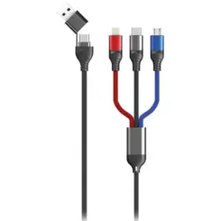 2GO USB / Type C oplaadkabel Micro USB, Lightn., USB-C 1,2m zwart