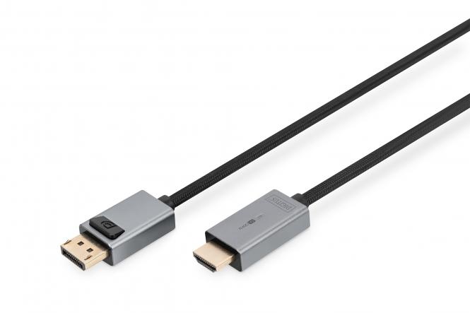 DIGITUS DisplayPort Adapterkabel DP - HDMI A 1,8m 4K Alu