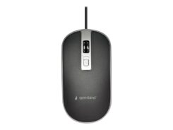 gembird muis OPT WIRED 4 toetsen USB zwart/zilver