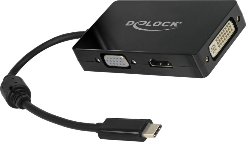 DELOCK Adapter USB-C > VGA/HDMI/DVI St/Bu zwart