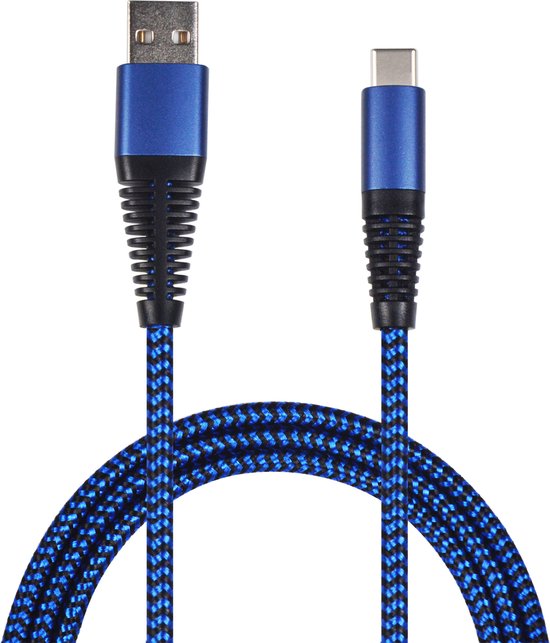 2GO USB Lade-/gegevenskabel USB Type-C 3.1 Nylon 1m blauw