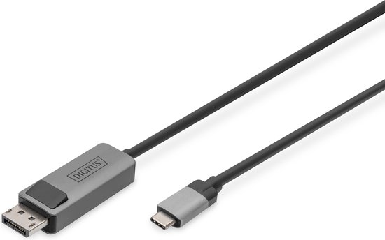 DIGITUS USB 3.2 aansluitkabel Type C --> DP St./St. 1m zwart.