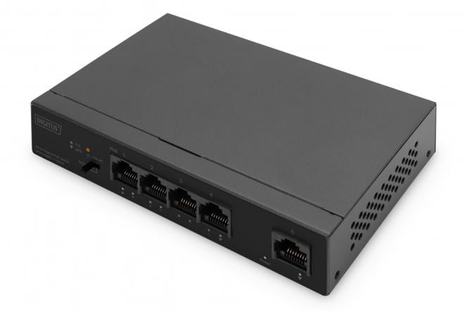 DIGITUS Switch 4-Port Gigabit 60W PoE Unmanaged zwart