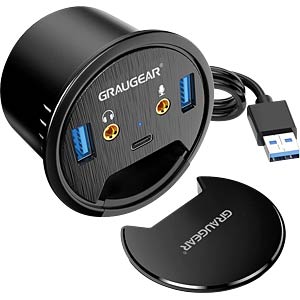 GRAUGEAR USB 3.0 tafel Hub met Audio- en Mikrofonanschluss