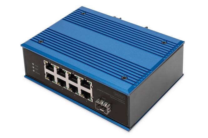 DIGITUS Switch Ind. 8-Port 10/100 PoE Unmanaged blauw