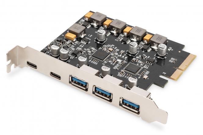 DIGITUS PCI Expr. Card USB 3.1 Gen2, 2x USB-C 3x USB-A