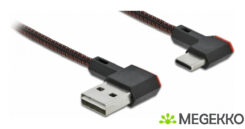 DELOCK USB-A 2.0 stekker < USB-C stekker gewinkelt 0,2m SW