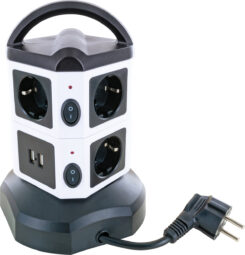 Schwaiger Steckdosentower 7xSchuko+2x USB, 1,8m