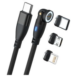 RealPower Magnetic cable 100 Watt,1m,black met adapters