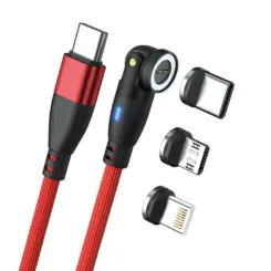 RealPower Magnetic cable 100 Watt,1m,rood met adapters