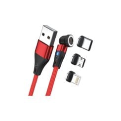 RealPower Magnetic cable 3 Amp,1m,rood met adapters