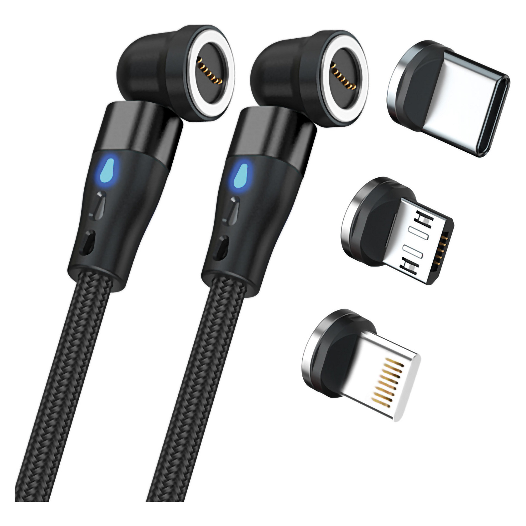 RealPower Magnetic cable,1m,2x magnetisch,zwart met Adapte