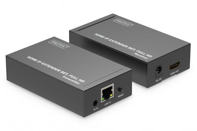 DIGITUS HDMI IP Extender Set HDMI 120m Full HD zwart