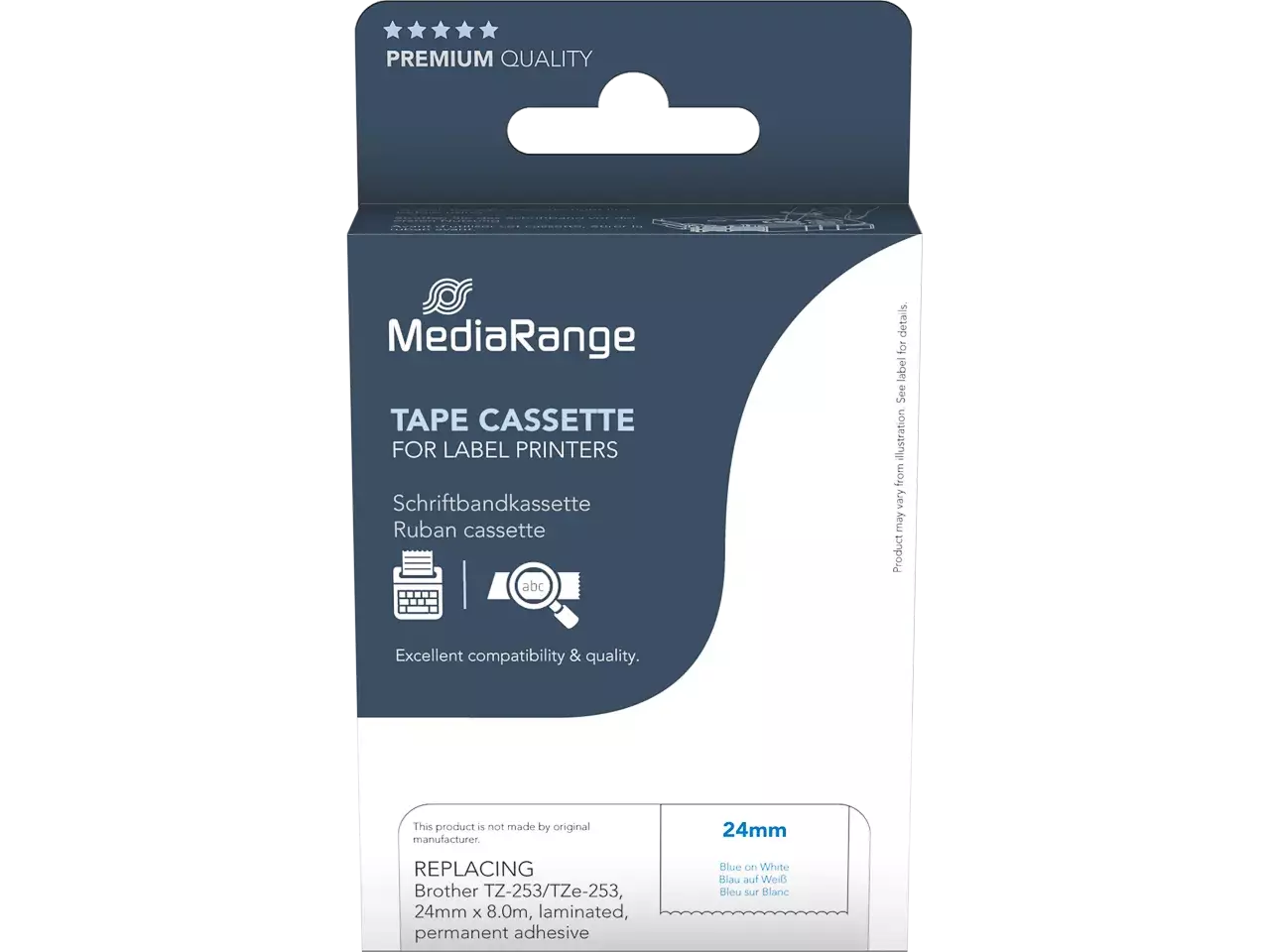 MediaRange Schriftbandka. Brother TZ-253/TZe-253 24mm 8m bl