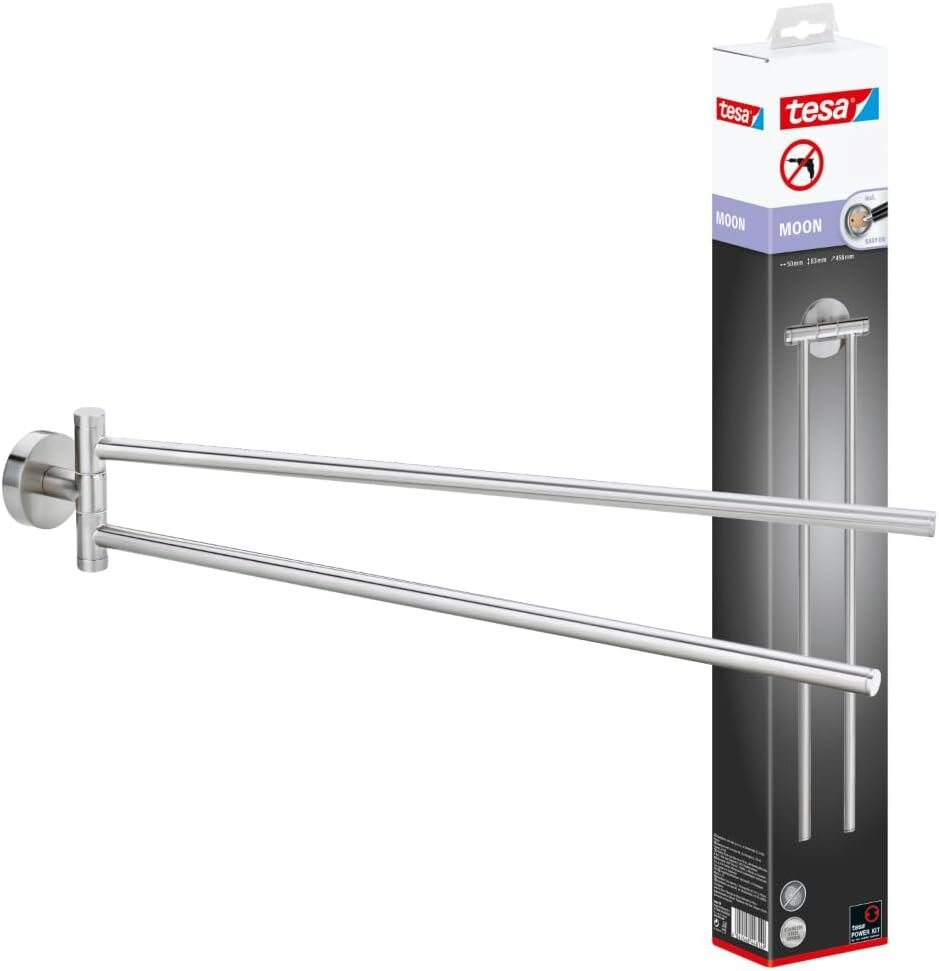 tesa MOON Handtuchhalter Bad 2-armig inkl. Klebelösung