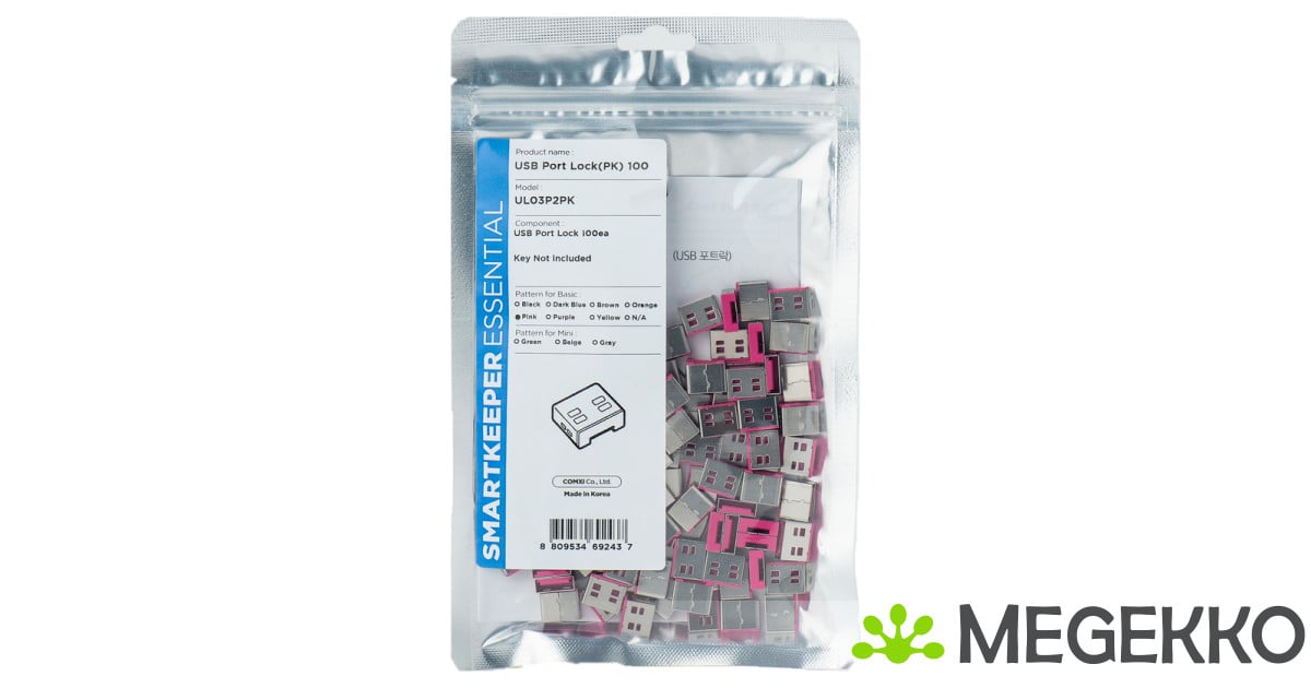 SmartKeeper Basic USB-A Port Blocker roze 100 Stk.