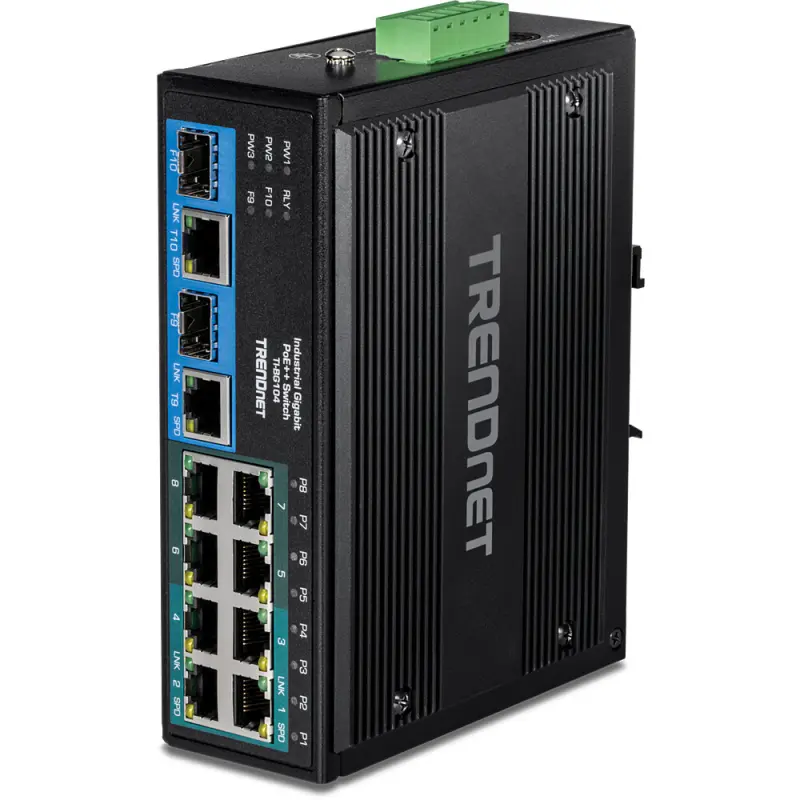 TRENDnet Switch 10-port Industrial Gbit PoE++ Din-Rail