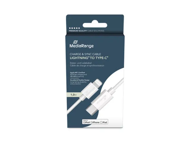 MediaRange Lade- u. gegevenskabel USB-C auf Lightning 1m weiß