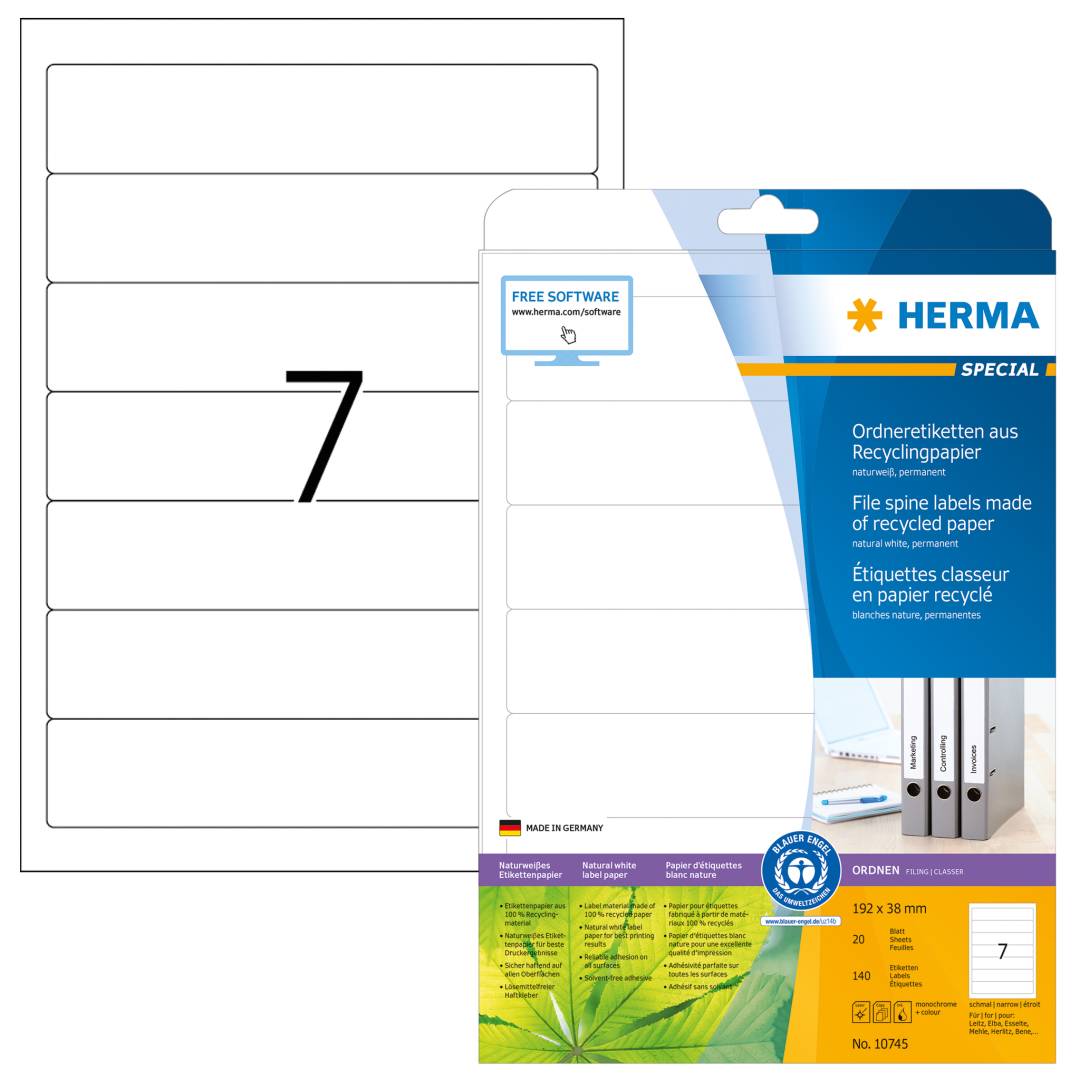 HERMA Ordneretiketten Recycling A4 20 Pag. 192x38