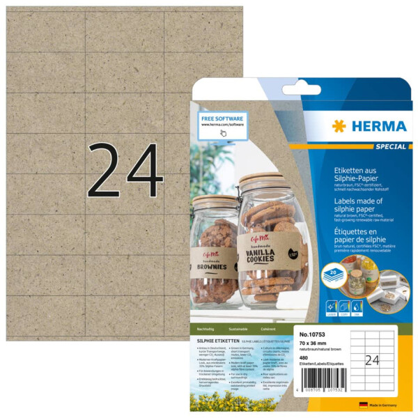 HERMA Etiketten Silphie A4 20 Pag. 70x36