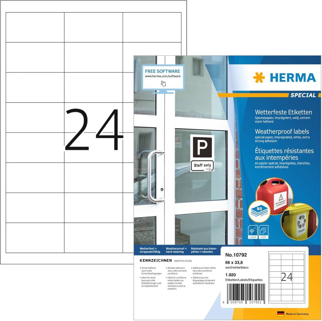 HERMA Wetterfeste Imprägn.Etik.A4 80 Pag. 66x33.8