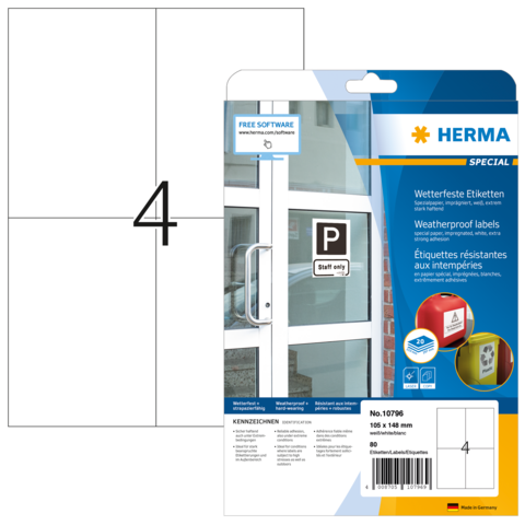 HERMA Wetterfeste Imprägn.Etik.A4 20 Pag. 105x148