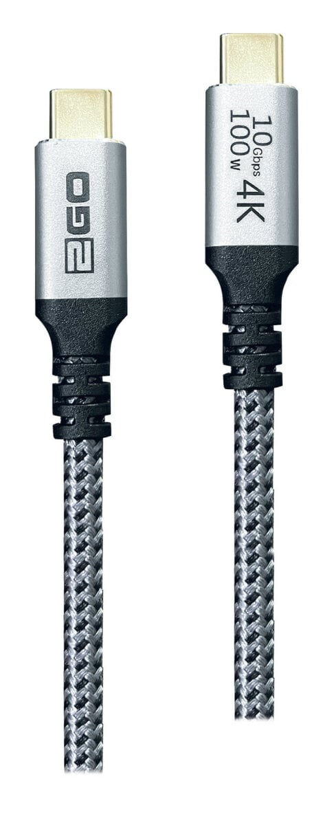 2GO Schnellladekabel USB-C 100W 10Gbps Thunderbolt 1,2m