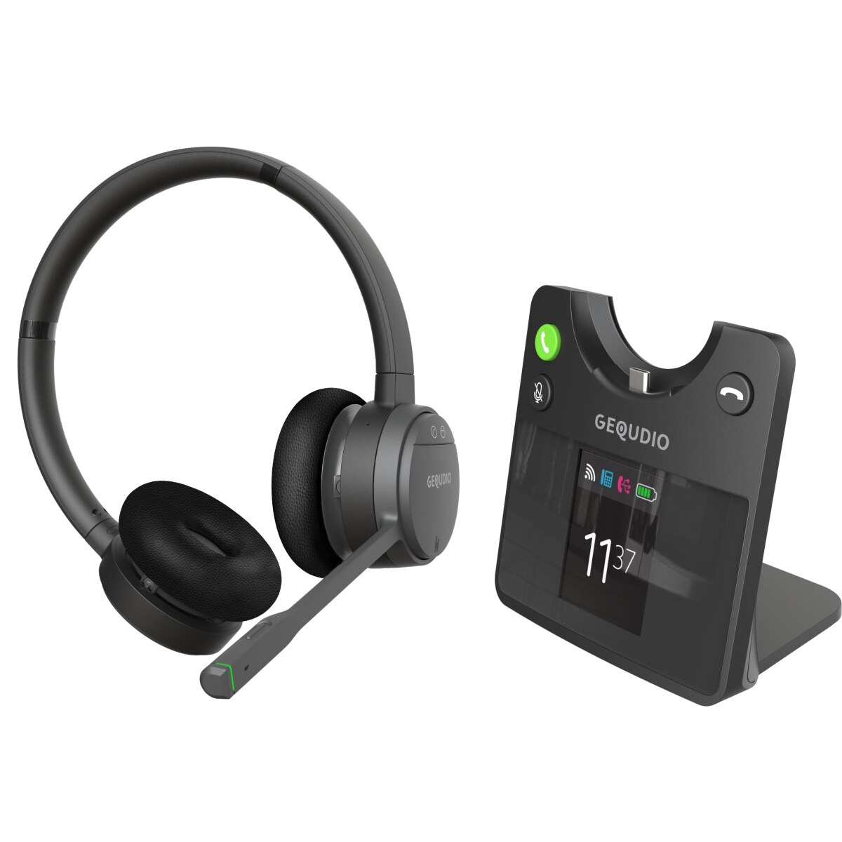 GEQUDIO GC-4 DECT en BT Duales Headset inkl. Basisstation